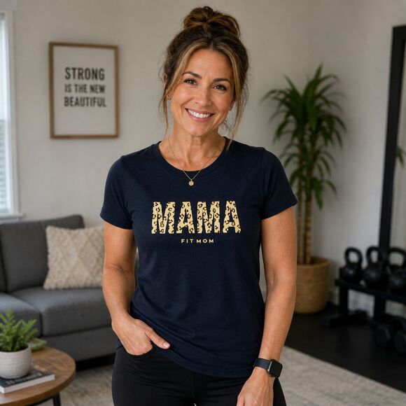 Bella Canvas Tops - Mama Fit Mom Graphic Tee Leopard Medium